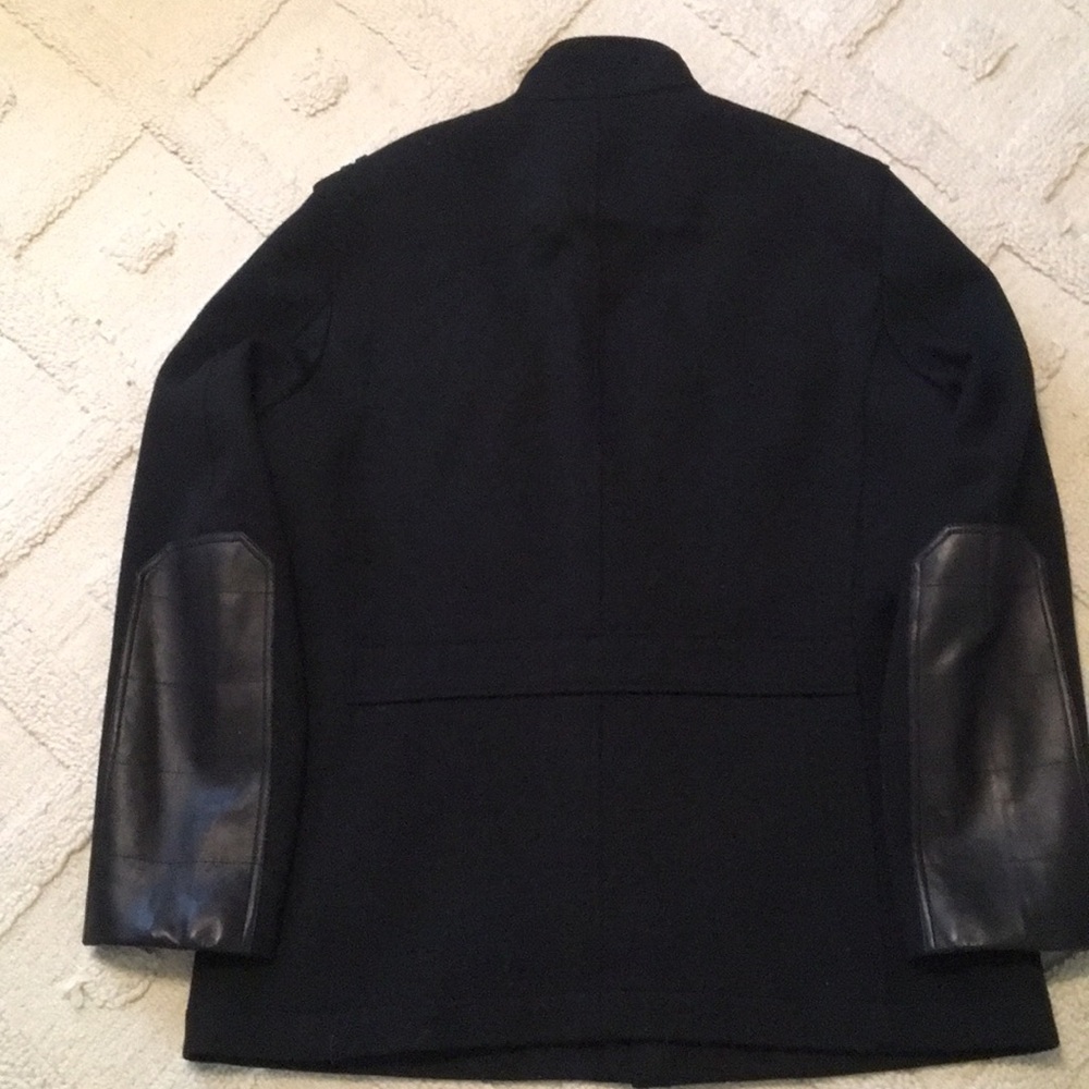Cole Haan Mens wool & leather coat - Picture 3 of 8